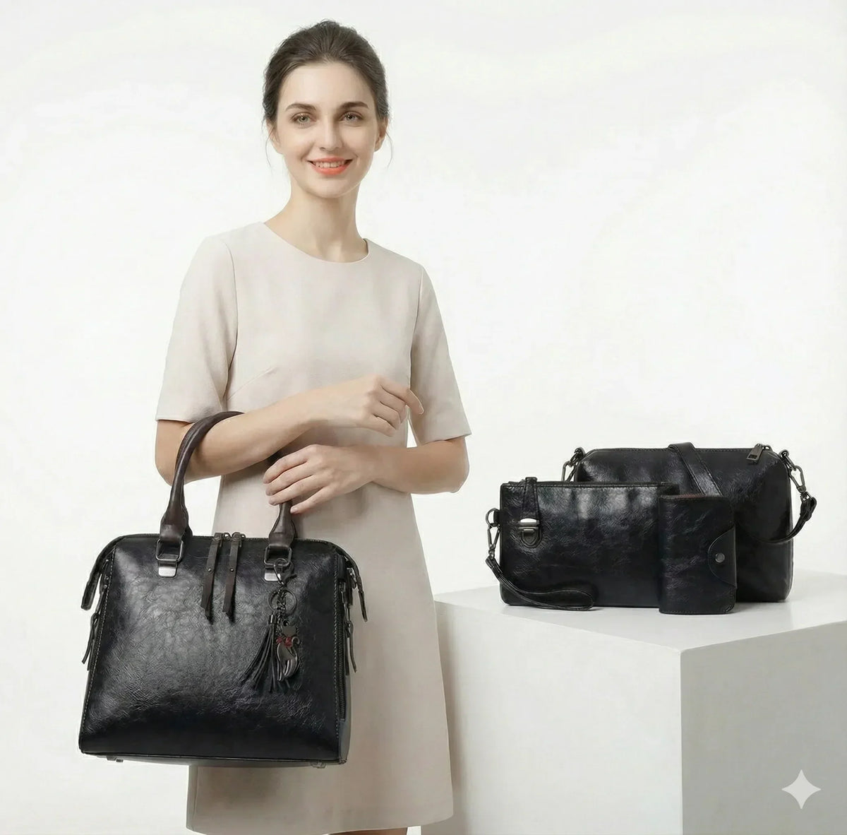 SET PREMIUM - BORSA + PORTAFOGLIO + POCHETTE + NECESSAIRE IN OMAGGIO