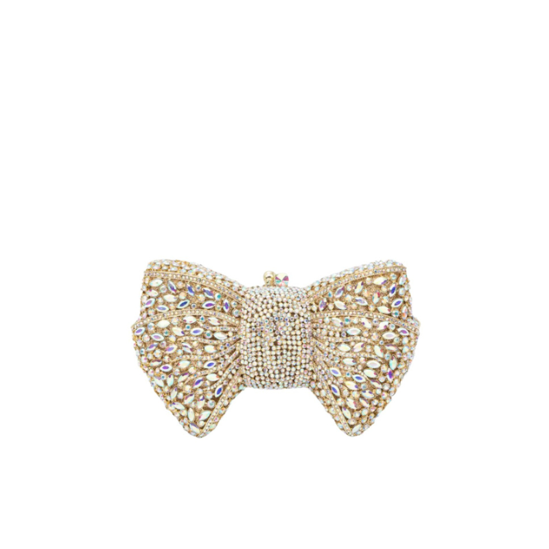 POCHETTE CON FIOCCO E STRASS - BIANCA