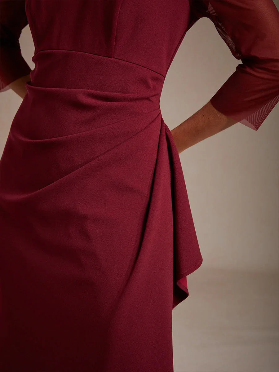 Fitted midi dress with draping