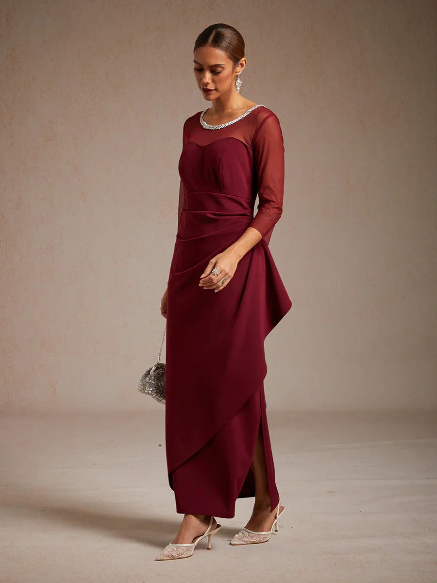 Fitted midi dress with draping