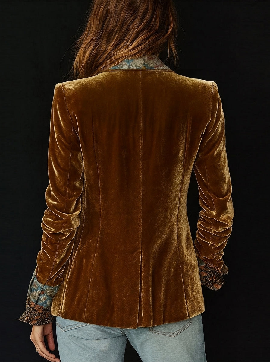Marcella - Blazer Patchwork con Stampa Floreale Vintage