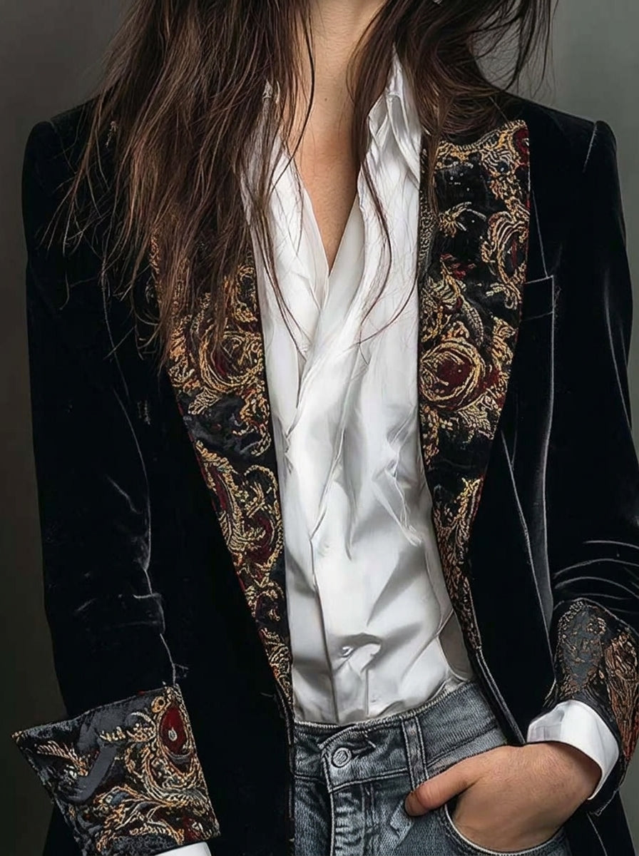 Marta - Blazer Slim Fit con Stampa Barocca