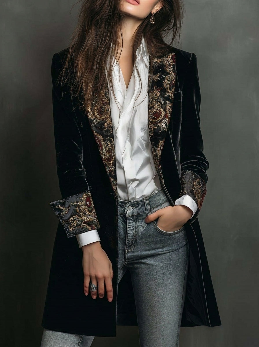Marta - Blazer Slim Fit con Stampa Barocca
