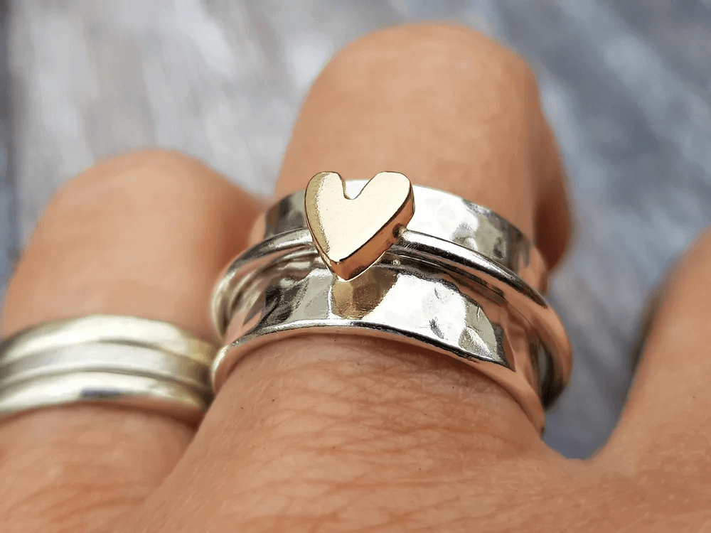 Isabel - Silver Ring with Gold Heart