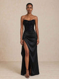 Long dress with a sequined bodice