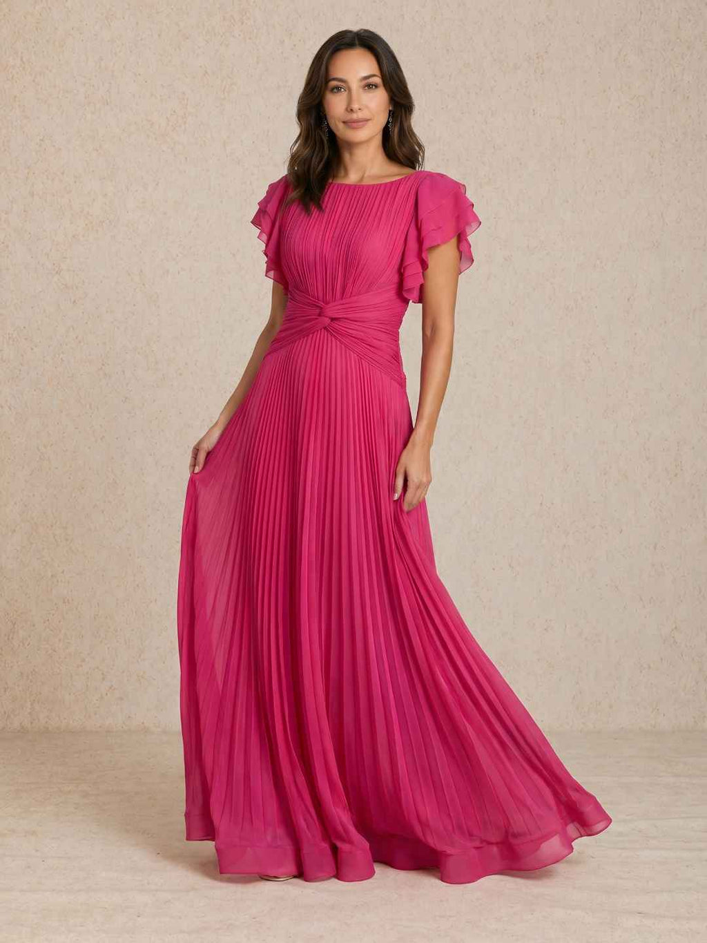 Pleated dress with knotted detail