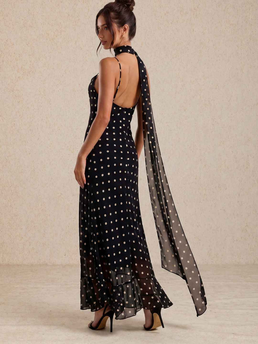Polka dot midi dress with straps