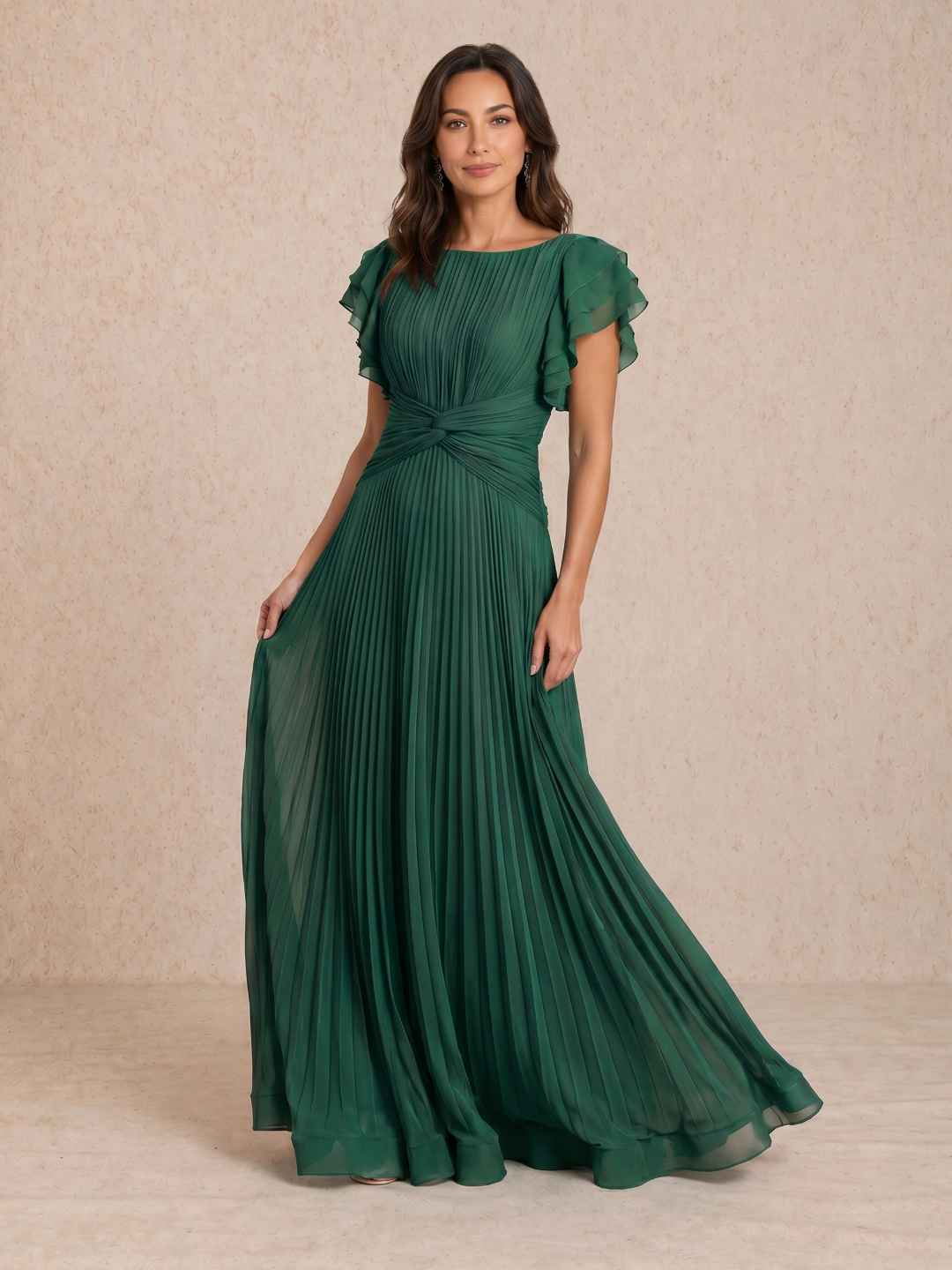 Pleated dress with knotted detail