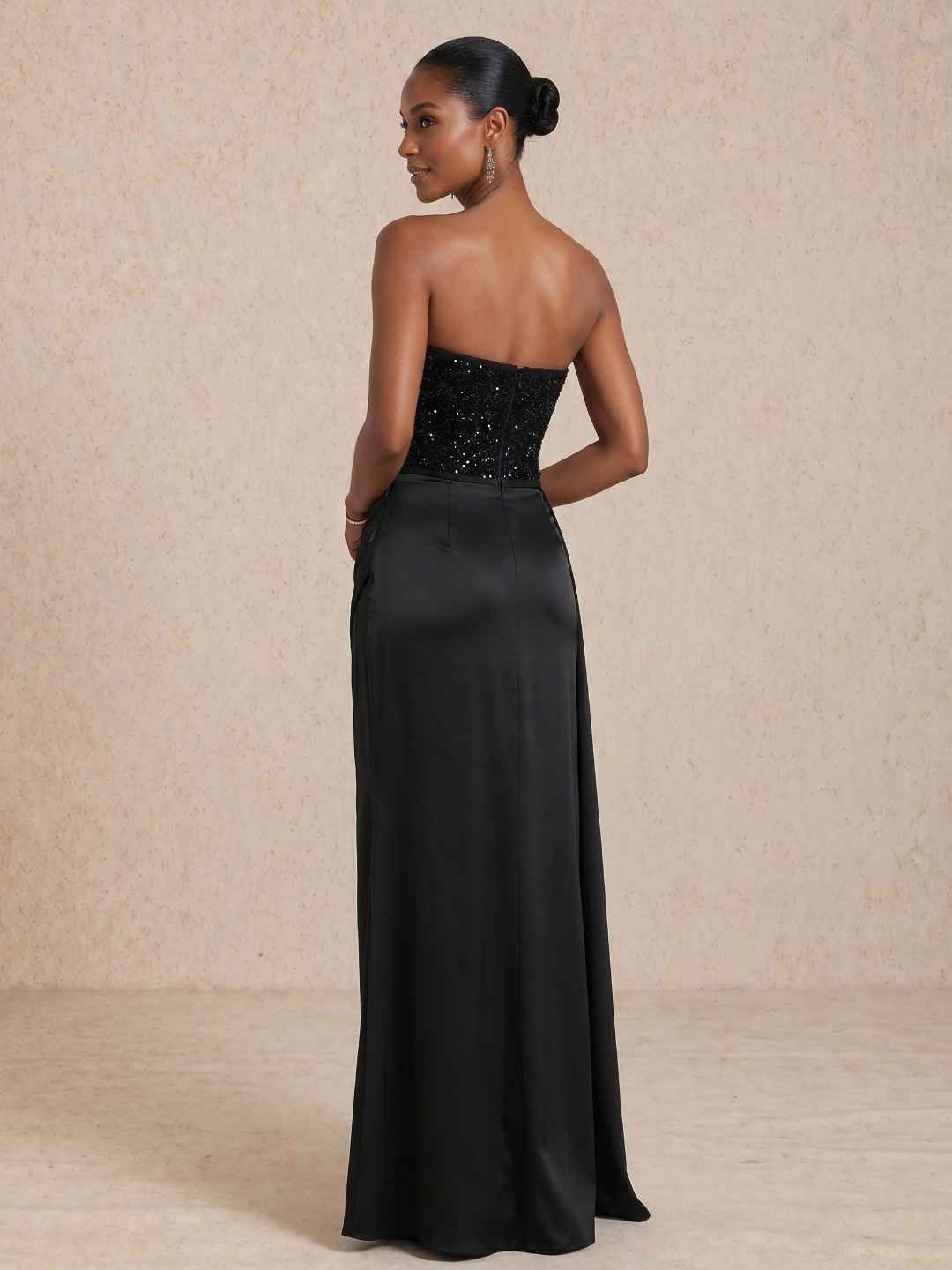Long dress with a sequined bodice