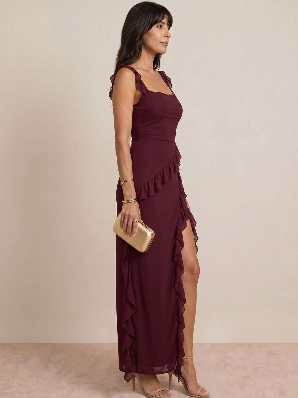 Asymmetrical ruffled dress