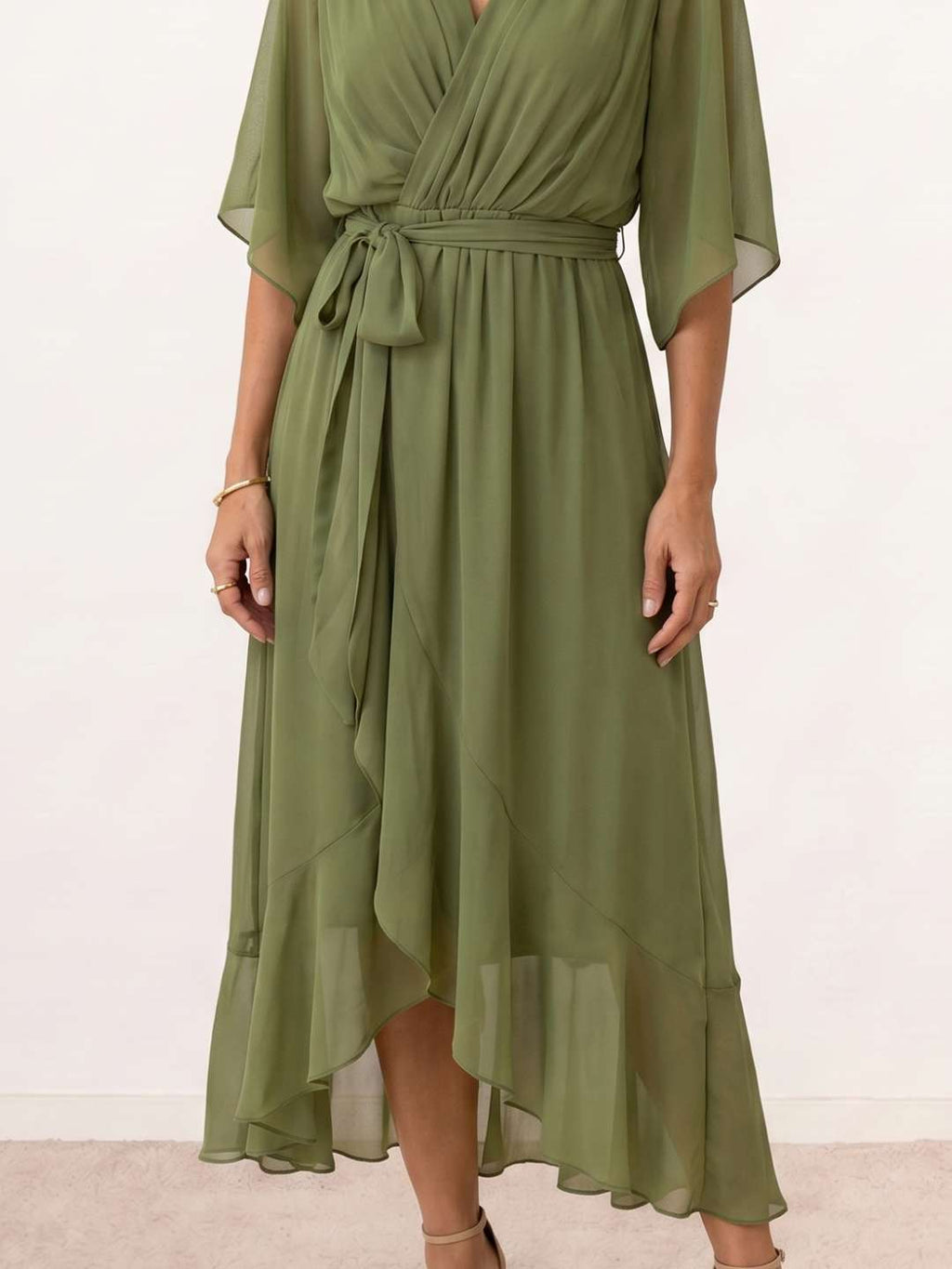 Midi wrap dress with belt