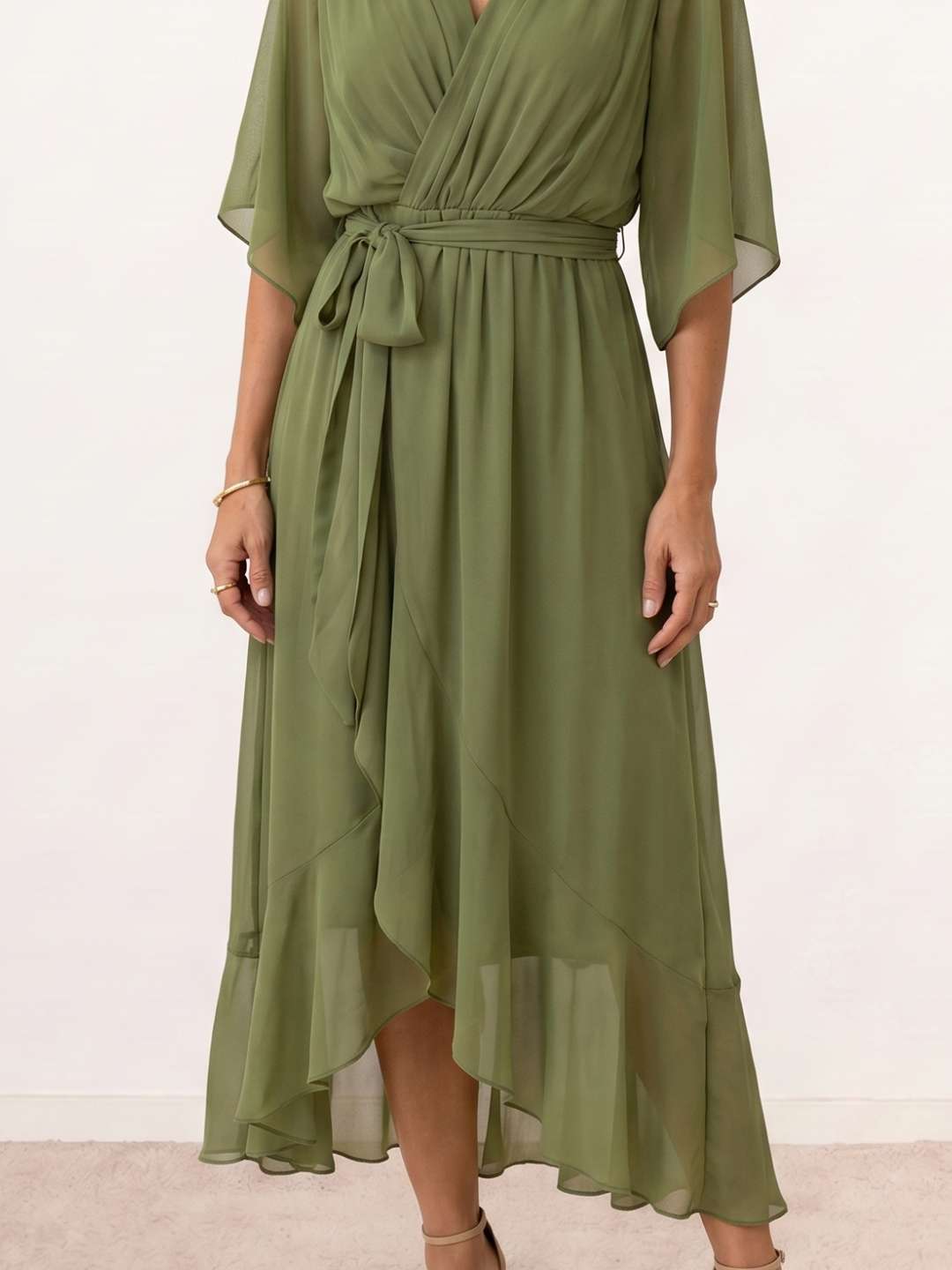 Midi wrap dress with belt