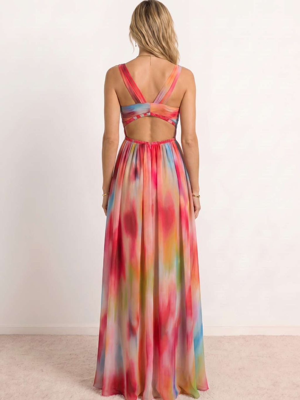 Long multicolored printed dress