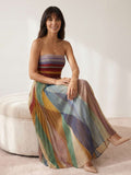 Multicolored pleated maxi dress
