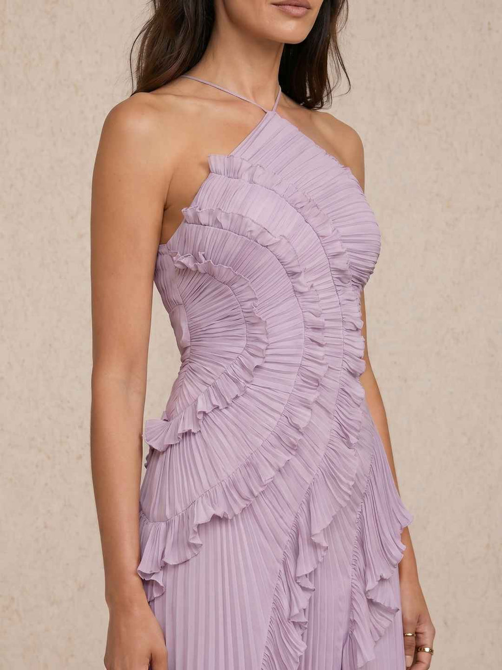Pleated dress with ruffle detail