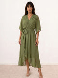 Midi wrap dress with belt