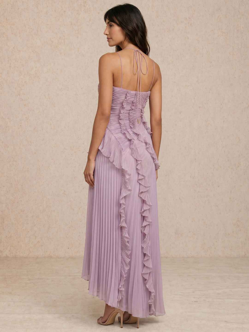 Pleated dress with ruffle detail