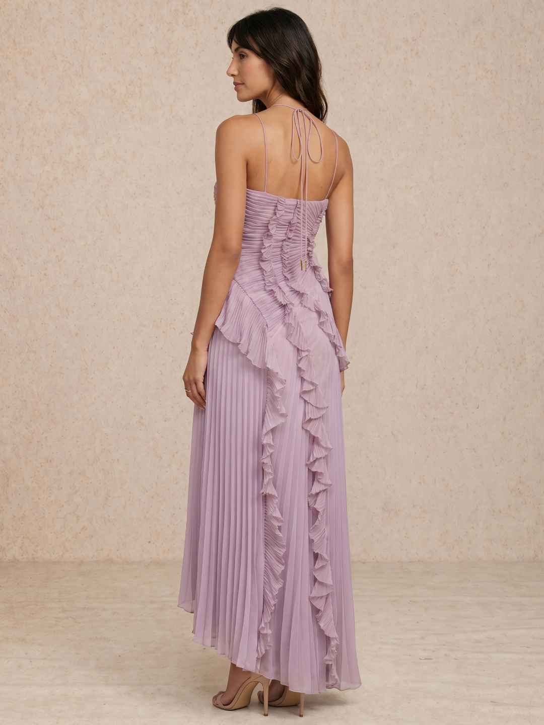 Pleated dress with ruffle detail