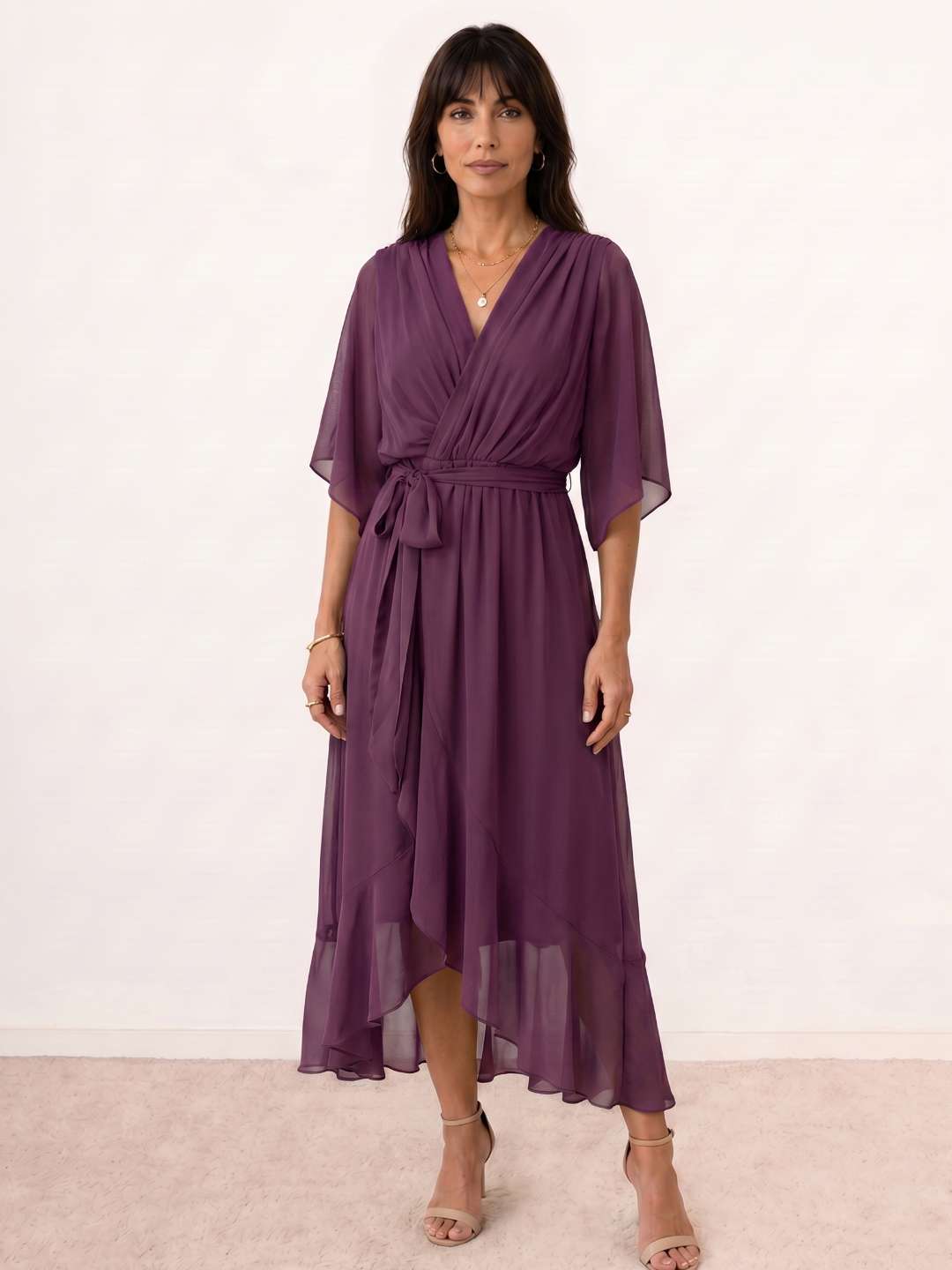 Midi wrap dress with belt