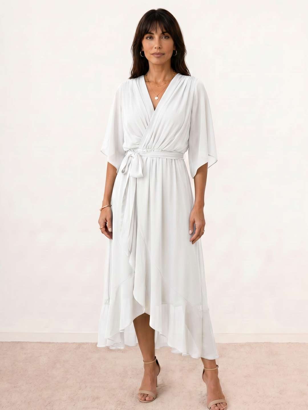 Midi wrap dress with belt