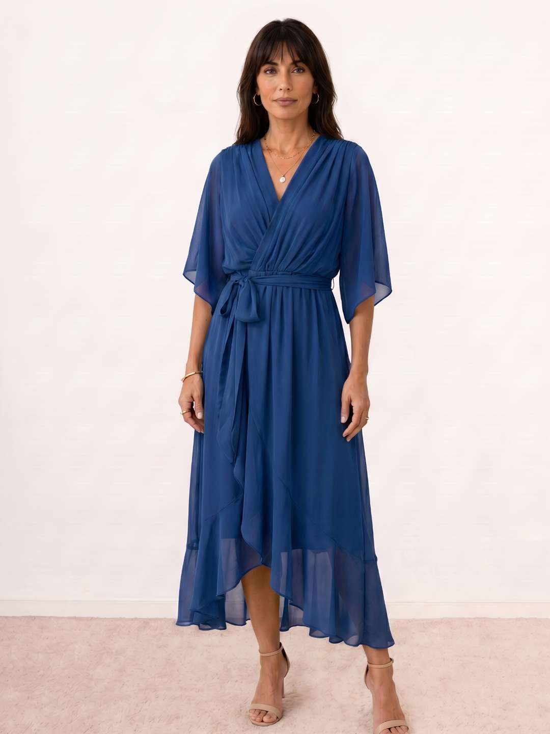 Midi wrap dress with belt
