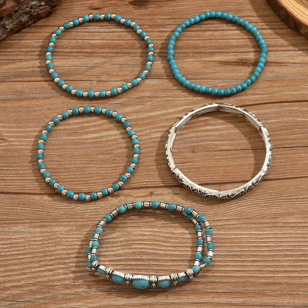 Verónica - Turquoise Beaded Bracelet Set