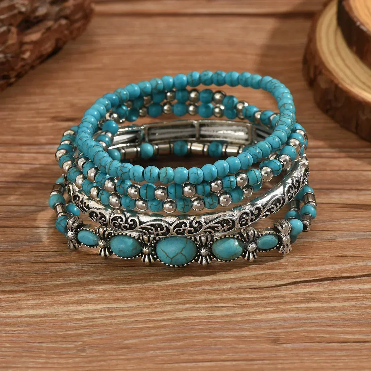 Verónica - Turquoise Beaded Bracelet Set
