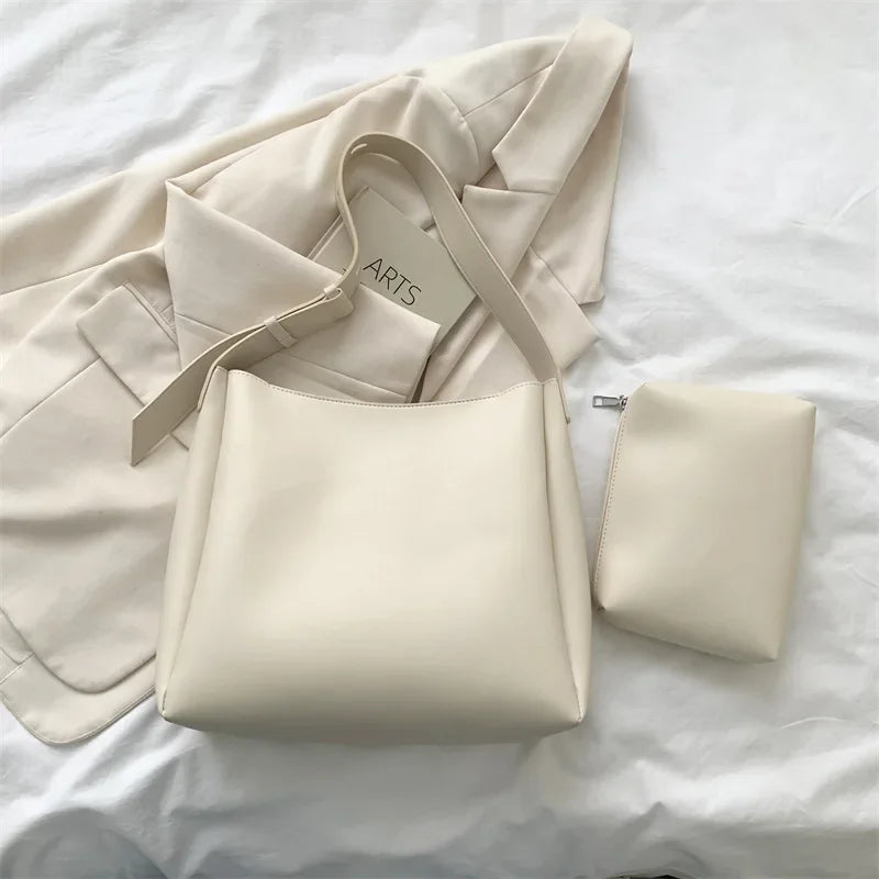 BORSA IN PELLE + POCHETTE - GLASS