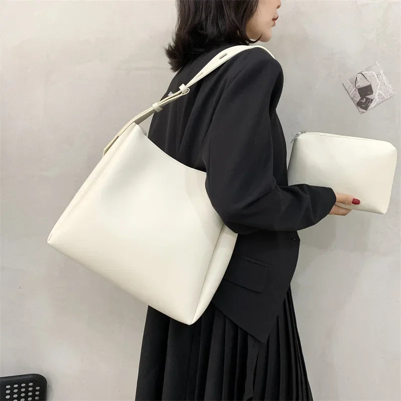 BORSA IN PELLE + POCHETTE - GLASS