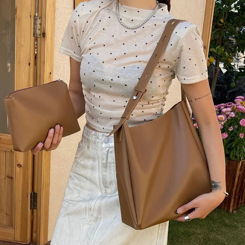 BORSA IN PELLE + POCHETTE - GLASS