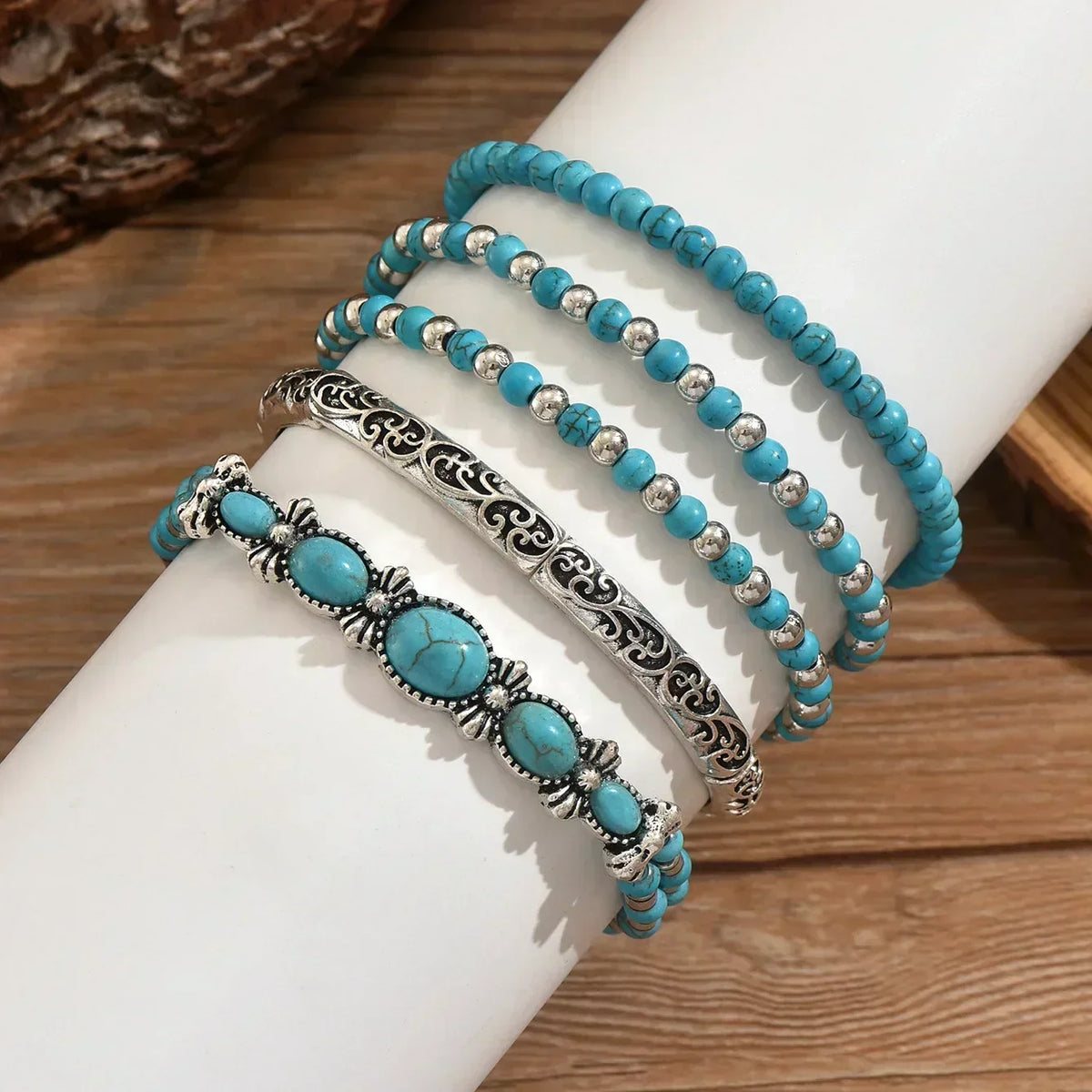 Verónica - Turquoise Beaded Bracelet Set