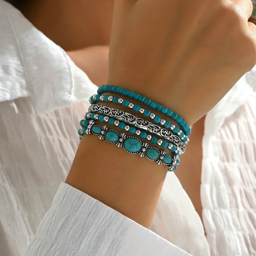 Verónica - Turquoise Beaded Bracelet Set