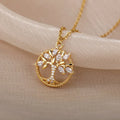 Nayara - Gold Tree of Life Pendant Necklace with Crystals