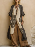 Juliette | Dark Gray and Brown Bohemian Nomad Three-Piece Set with Tribal Pattern