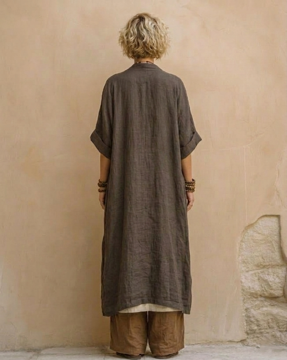 Juliette | Dark Gray and Brown Bohemian Nomad Three-Piece Set with Tribal Pattern