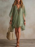 Émeraude | Flowy Layered V-Neck Mini Dress