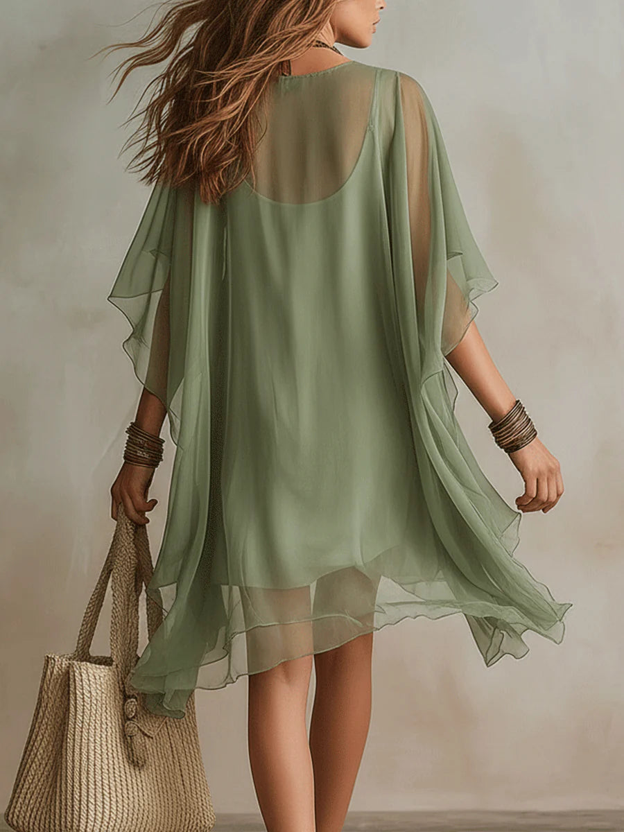 Émeraude | Flowy Layered V-Neck Mini Dress