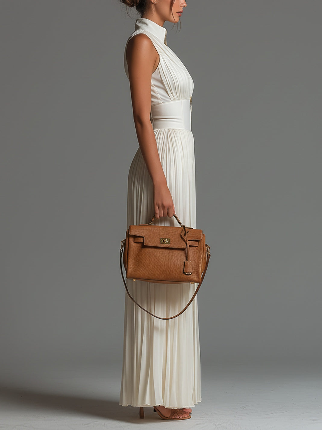 Léa | White Chiffon Sleeveless V-Neck Wide-Leg Jumpsuit