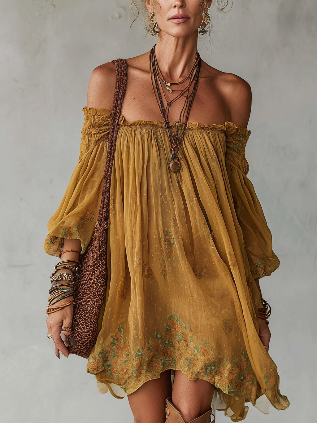 Jonquille | Yellow Floral Off-Shoulder Mini Dress