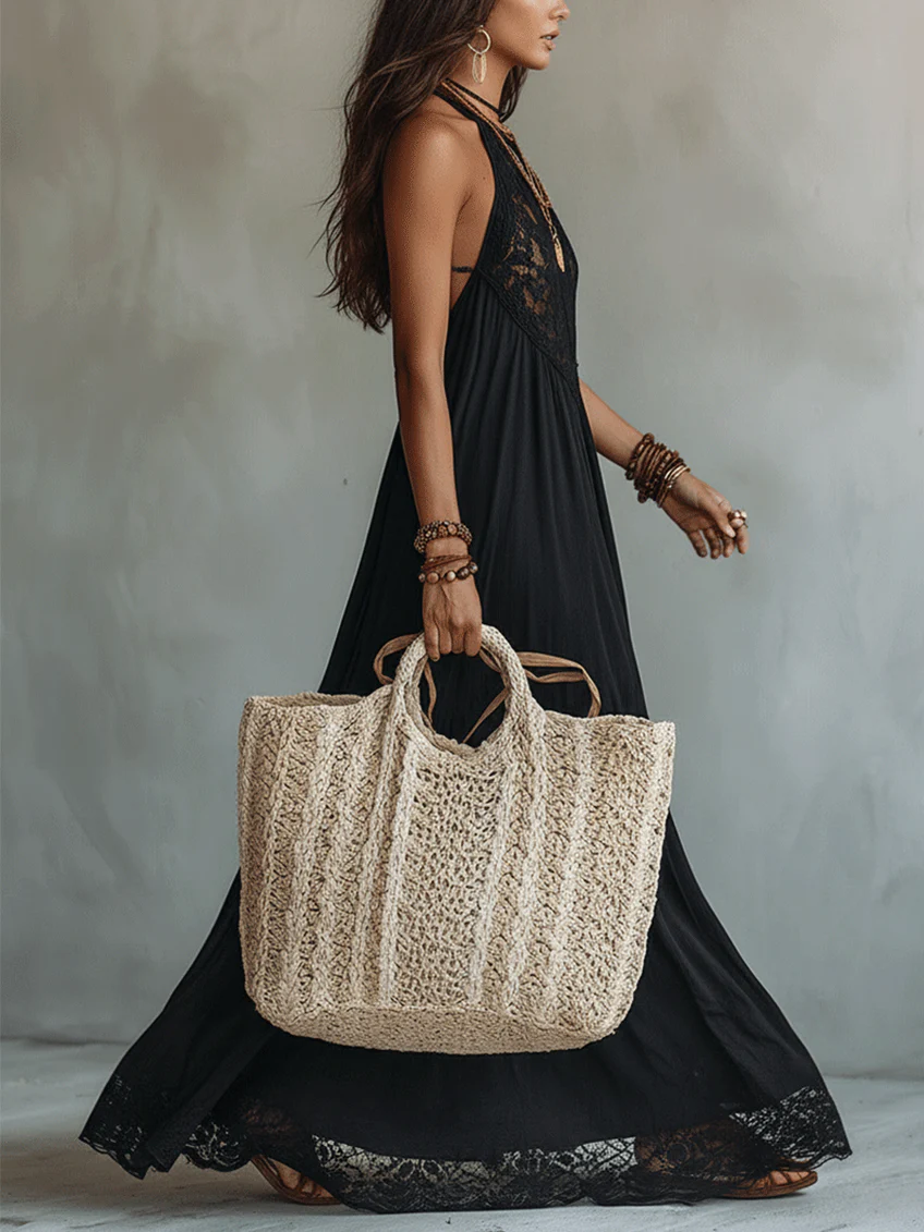 Philomène | Black Lace Halter Maxi Dress