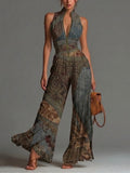 Camille | Boho Print Pleated Flowy Jumpsuit