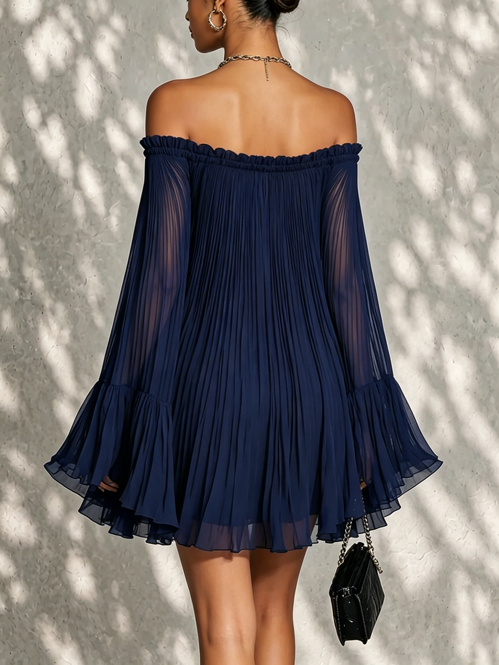 Ondine | Off-Shoulder Bell-Sleeve Ruffle Mini Dress