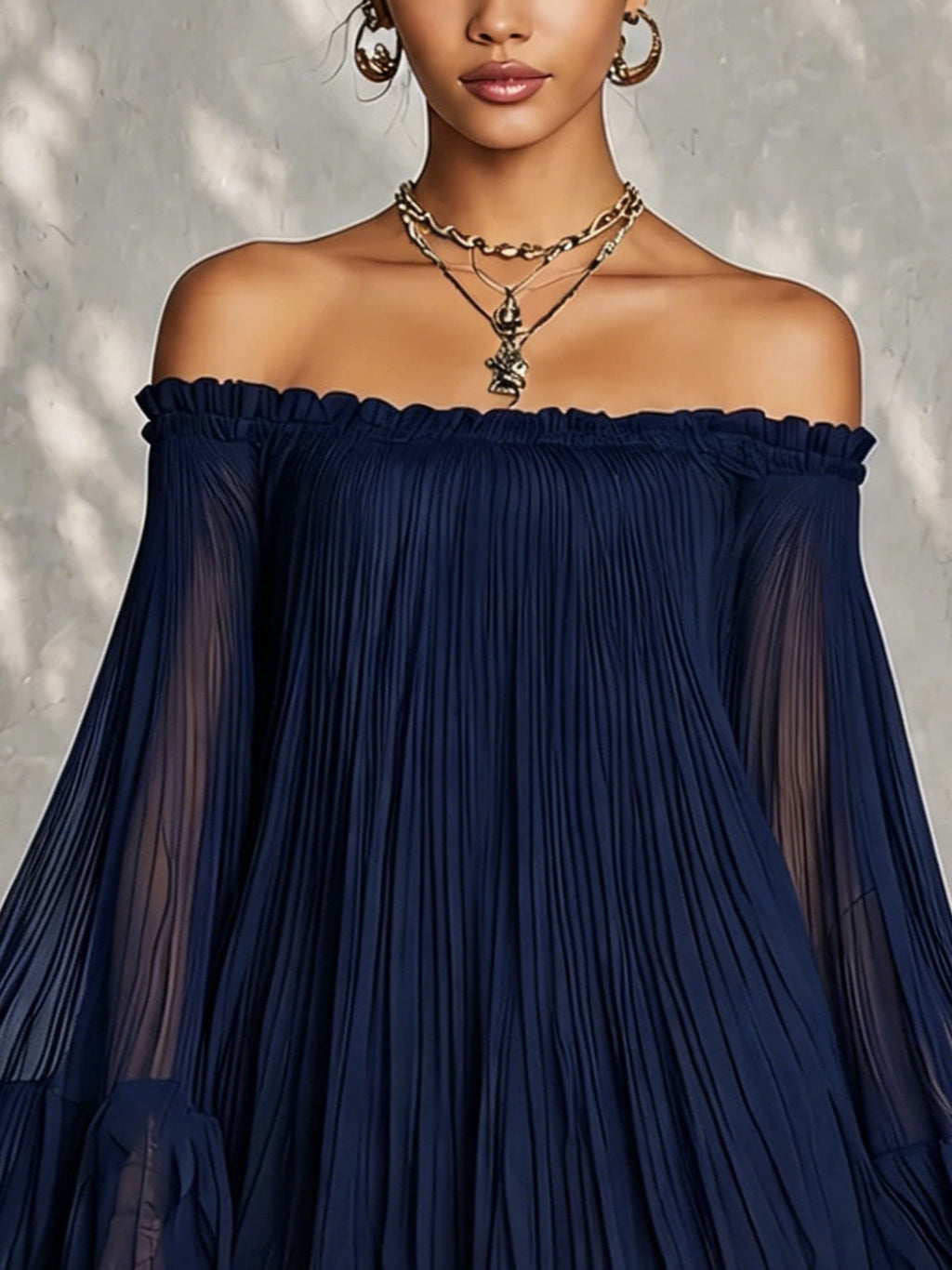 Ondine | Off-Shoulder Bell-Sleeve Ruffle Mini Dress