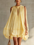 Margaux | Yellow Halter Ruffle Mini Dress