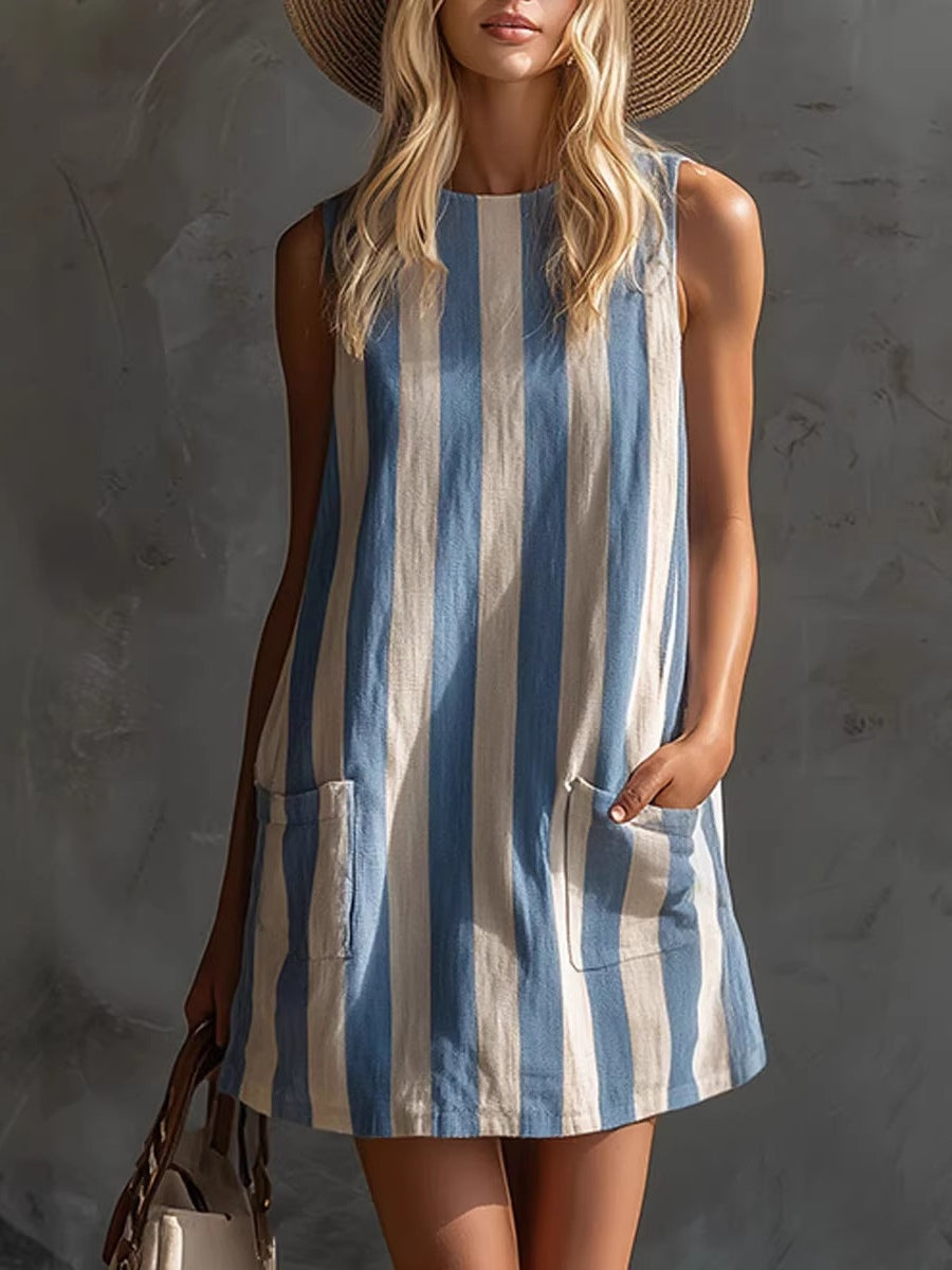 Margot | Striped Sleeveless Round-Neck Mini Dress