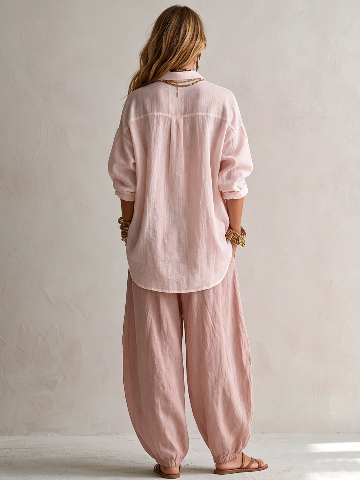 Capucine | Oversized White Shirt and Olive Lantern Trouser Set