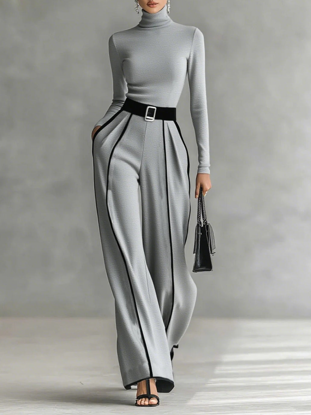 Marta - Top and Wide-Leg Pants Set with Belt