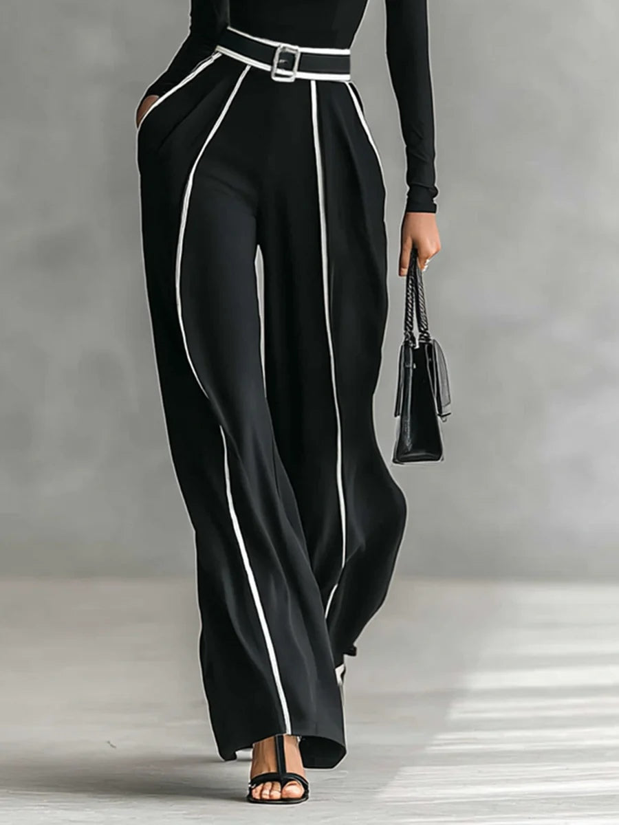 Marta - Top and Wide-Leg Pants Set with Belt