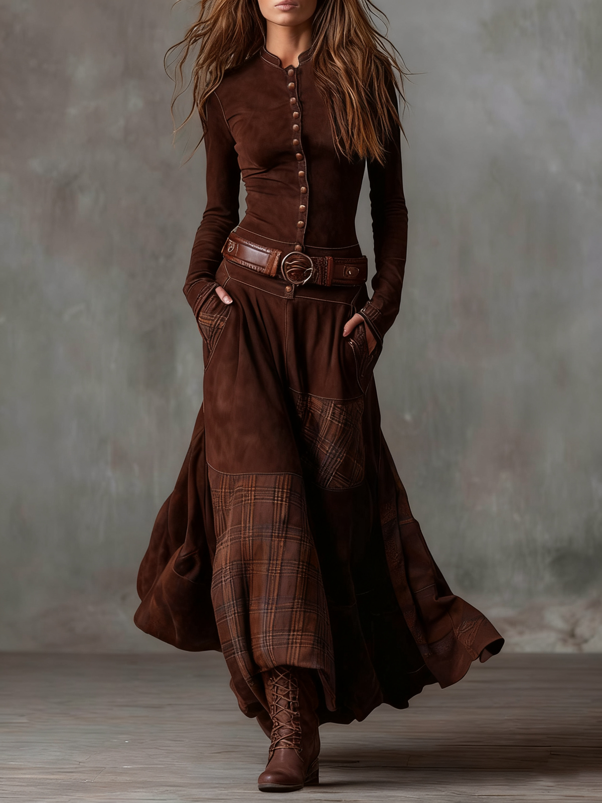 Malena – Vintage Patchwork Dress with Belt