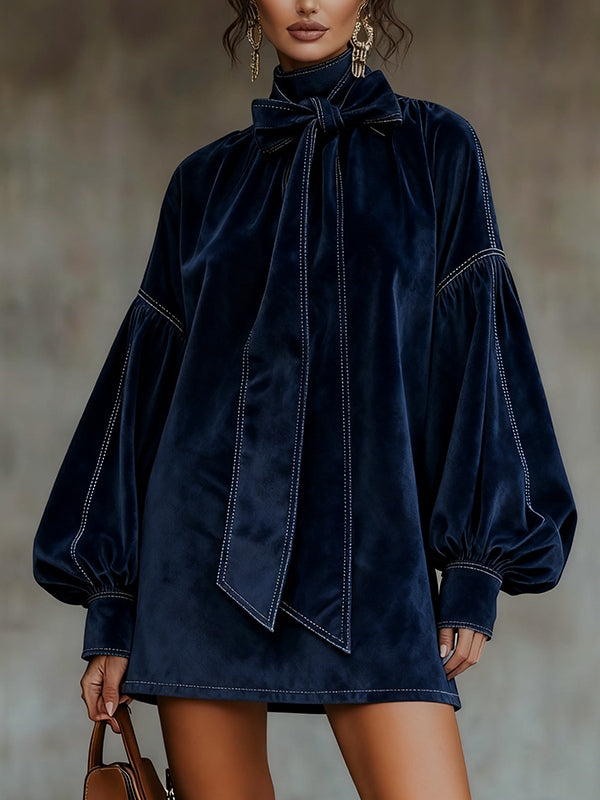 Tiphaine | Velvet Bow Mini Dress